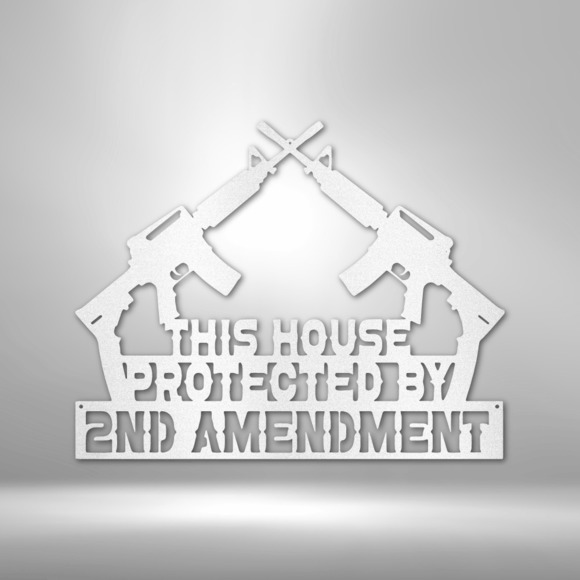 Protected by 2nd Amendment Steel Sign Laser Cut Powder Coated Home & Office Meta